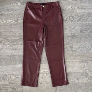 🌼MARC NEW YORK🌼 Burgundy Vegan Leather Straight Leg Trousers, Size 12